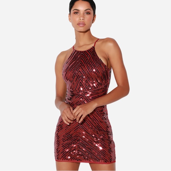 Lulu’s Red Sequin Dress Sz. Small - Picture 3 of 10